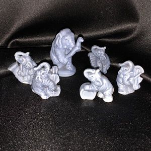 Blue Elephant Band Figurines Playing Instruments 6 Elephants